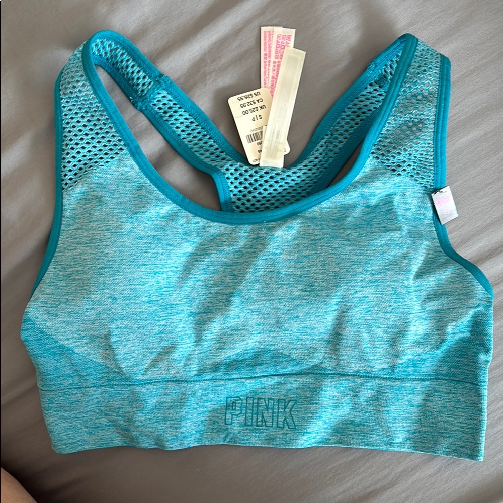 PINK Victoria's Secret Blue Sports Bra with Mesh Detailing